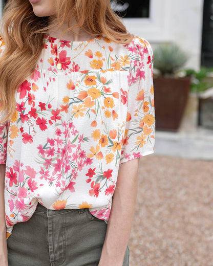 Detail view of Floral Brooklyn Flowy Blouse