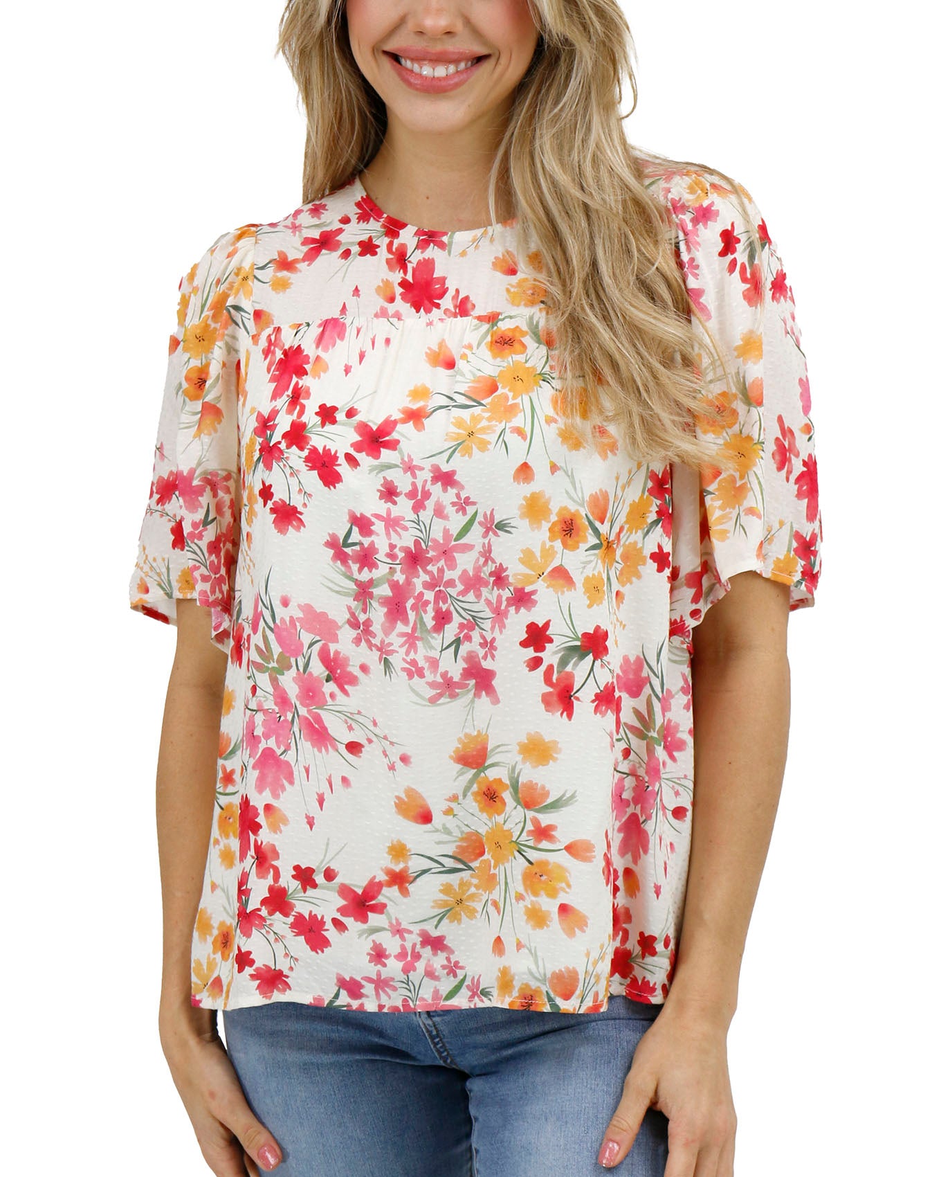 Front stock shot of Floral Brooklyn Flowy Blouse