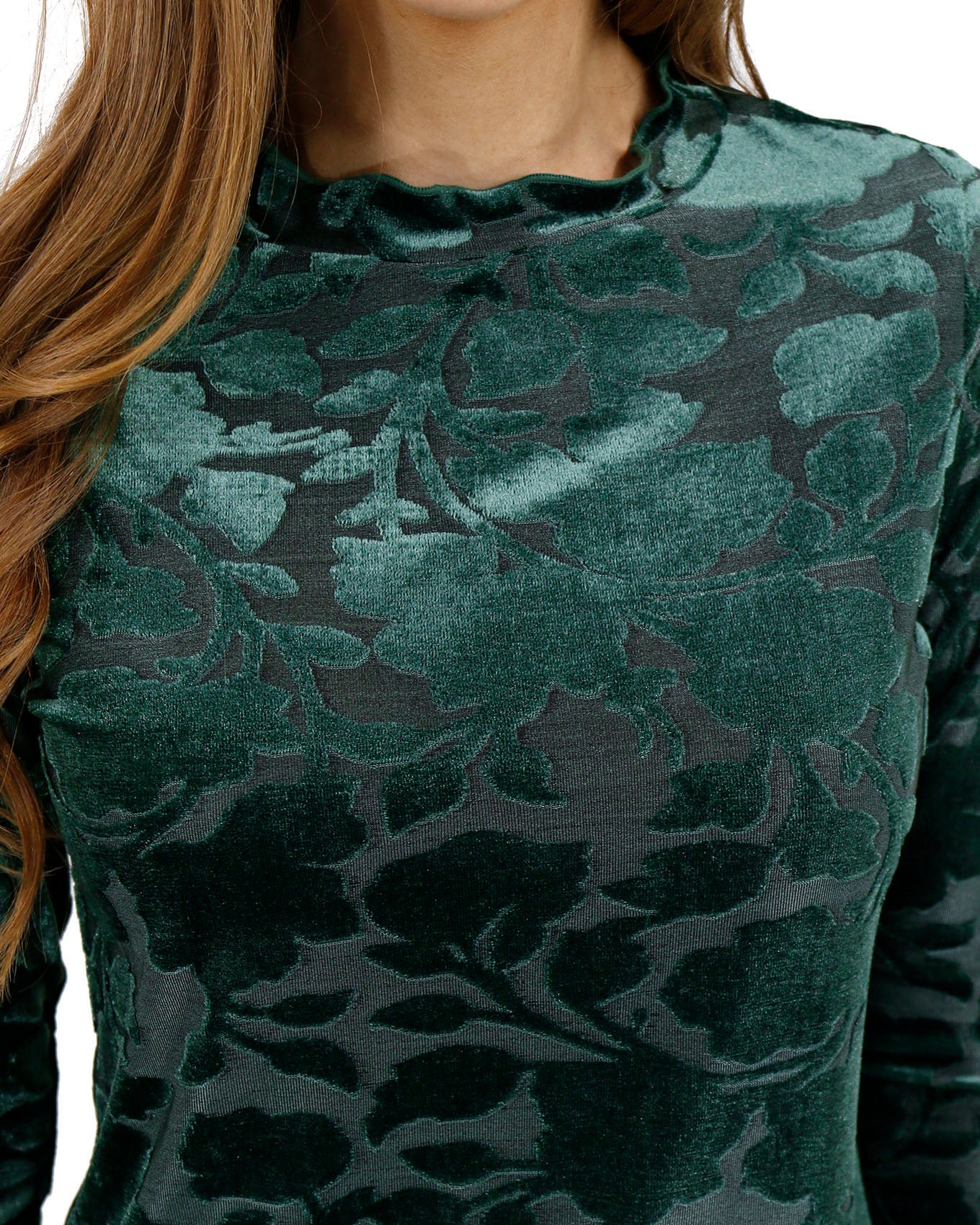 close up view of holiday velvet top