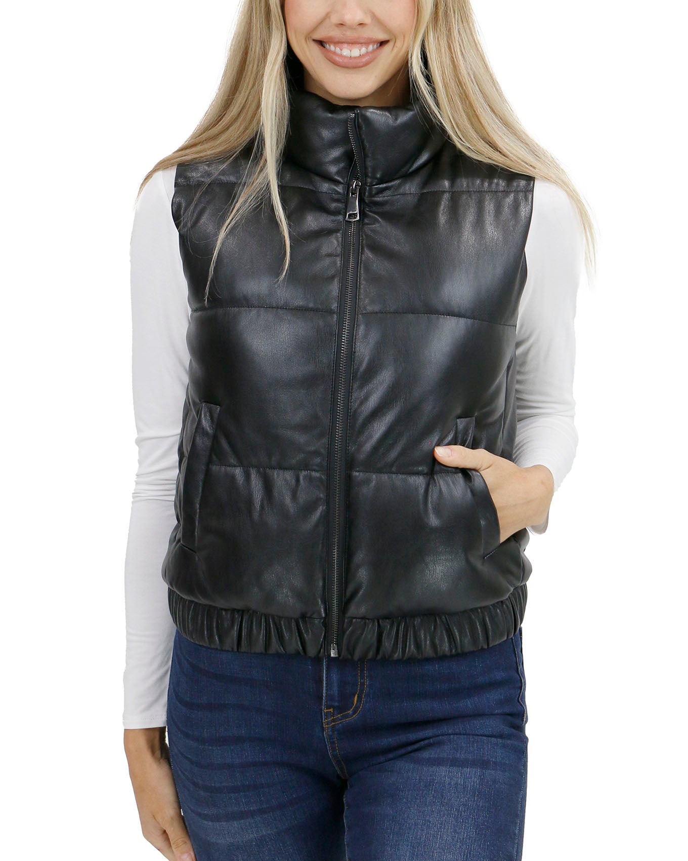 Faux Leather Puffer Gilet - Black – Genterie Supply Co.