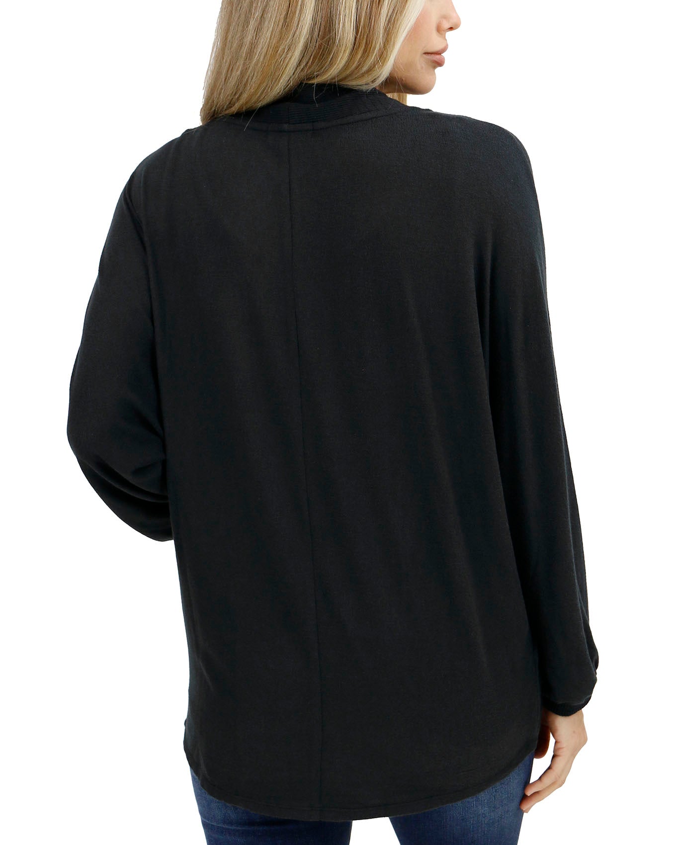back view stock shot of buttery soft black cocoon cardi