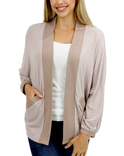 front view stock shot of buttery soft blushing fawn cocoon cardi