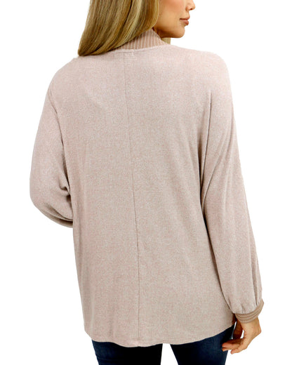 back view stock shot of buttery soft blushing fawn cocoon cardi