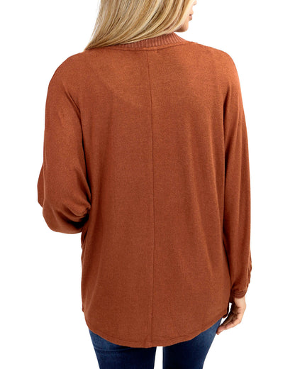 back view stock shot of buttery soft cinnamon cocoon cardi