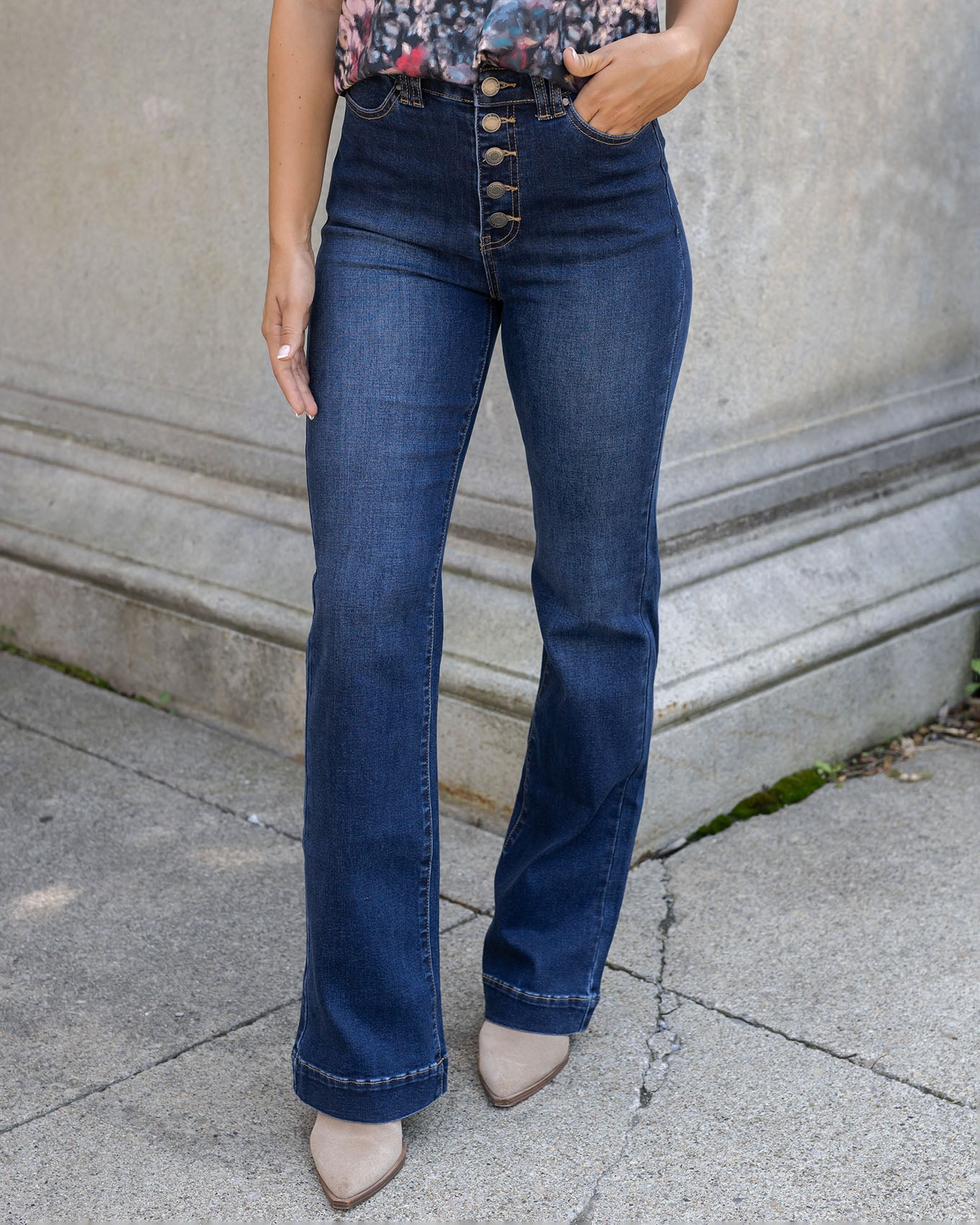 Jeans for Women Women's High Waist Jeans Button Tassel Pants Trousers  Bell-bottom Pants Womens Jeans Blue L 
