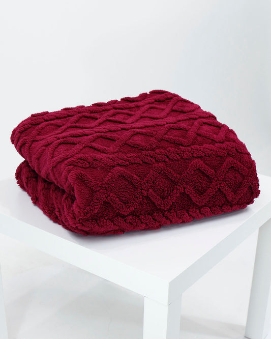 Cabled Winterberry Sherpa Blanket