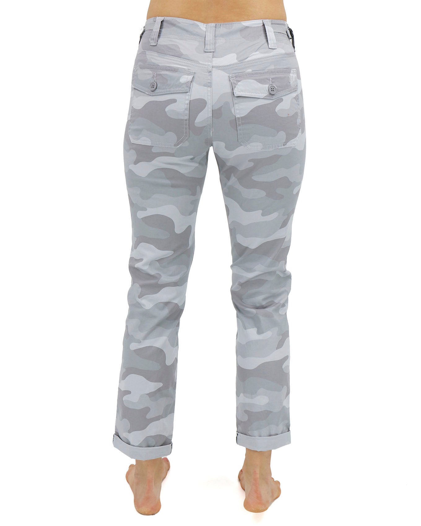 Camo Cargo Chic Camo Grey Camouflage Printed Stretch Cargo Trouser
