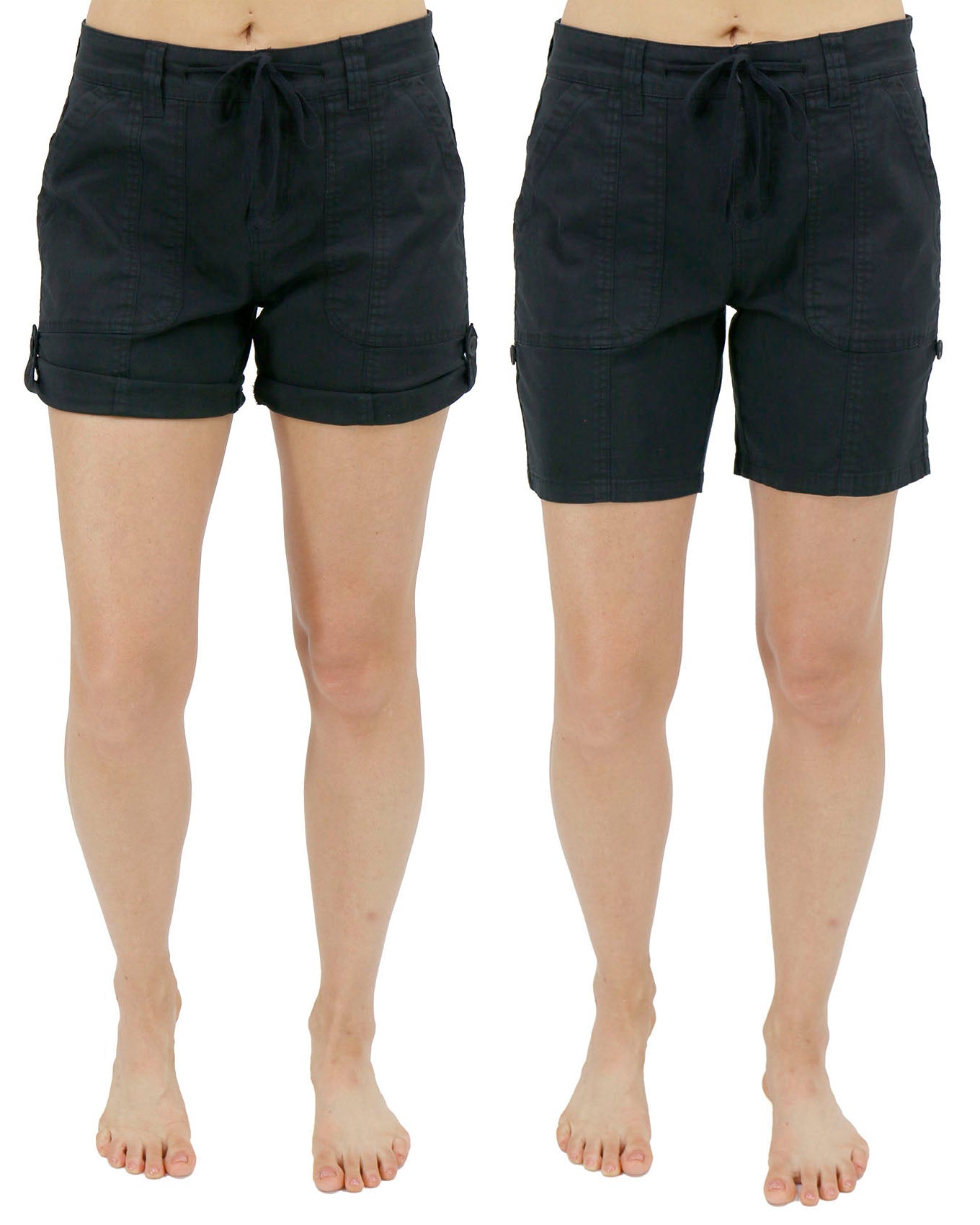 Cuffed length comparison of Black Cargo Shorts