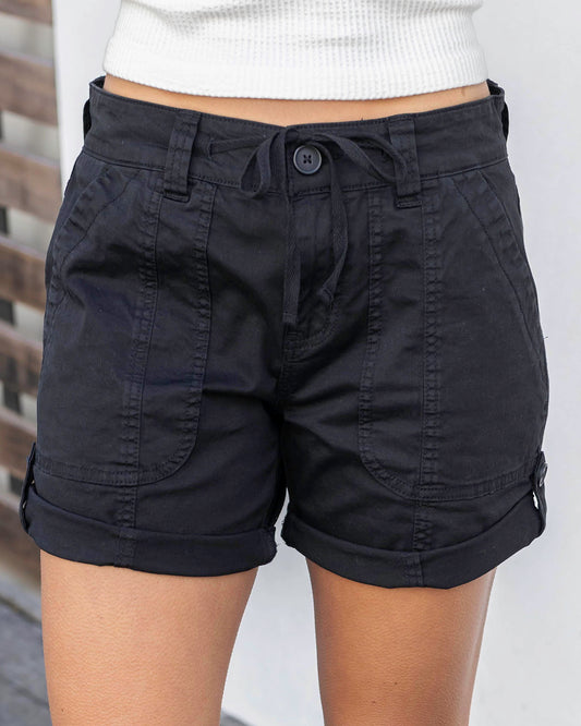 Front view of Black Cargo Shorts