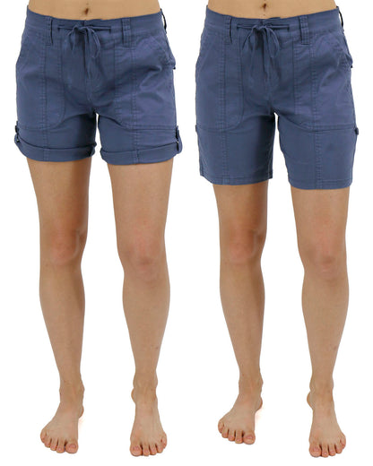Cuffed length comparison of Soft Navy Cargo Shorts