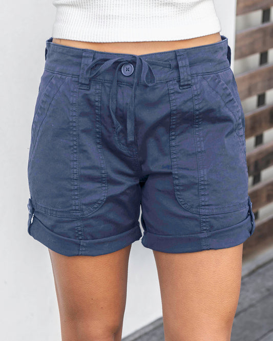 Front view of Soft Navy Cargo Shorts