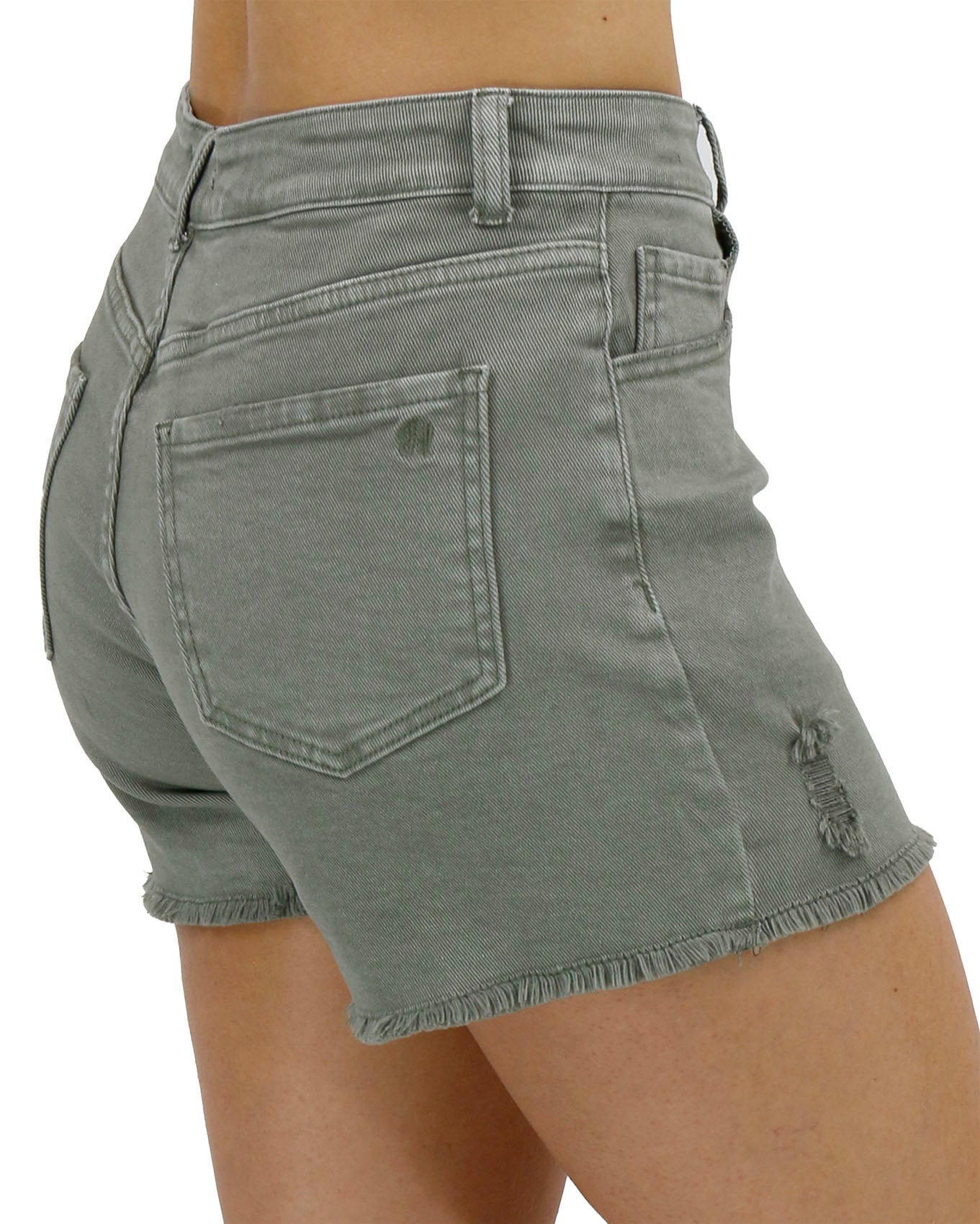 Casual Colored Olive Denim Shorts - FINAL SALE - Grace and Lace