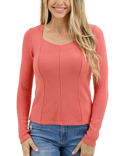Front stock shot of Lantana Bloom Chic Spring Ribbed Sweater