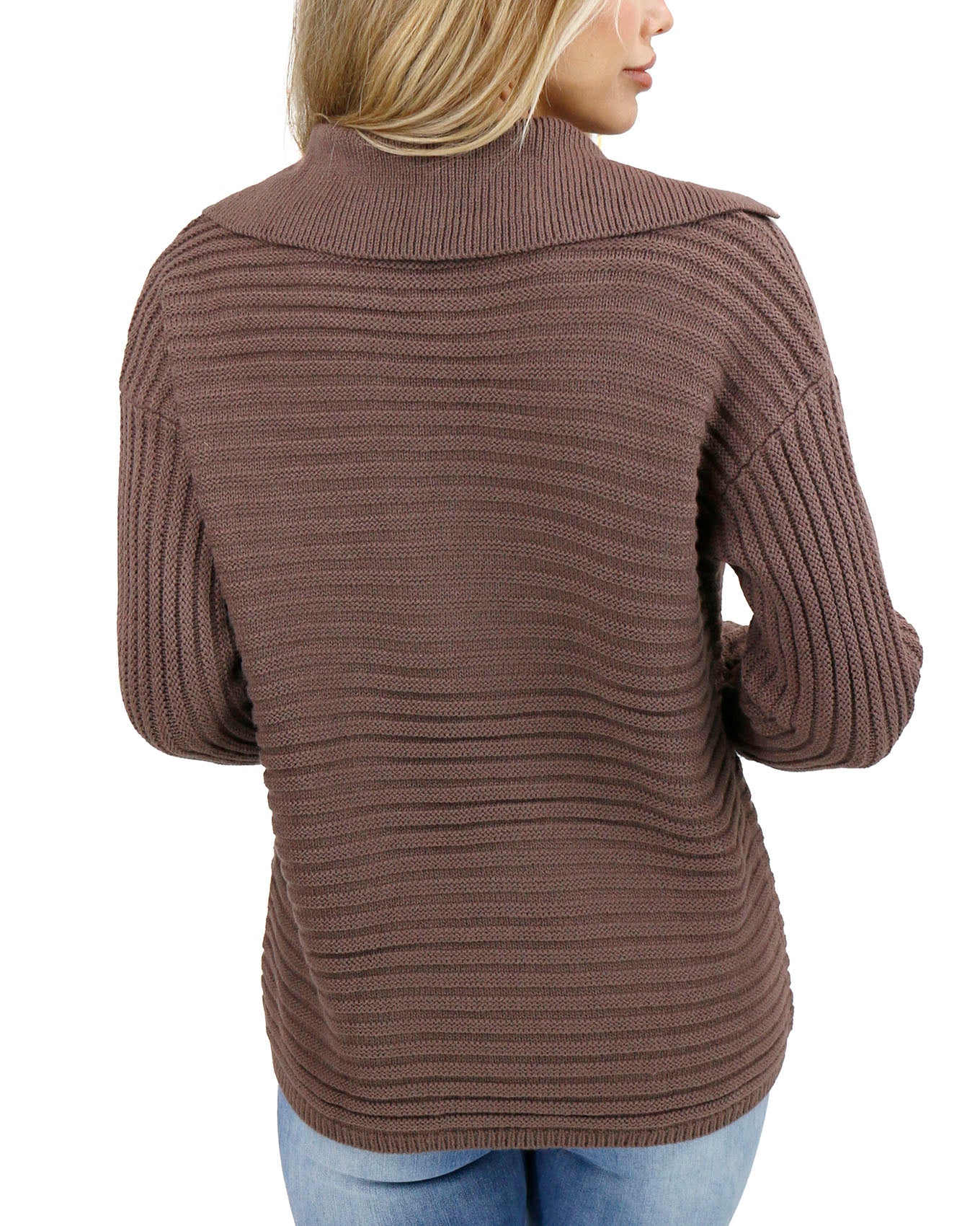 back view stock shot of cinder collard sweater