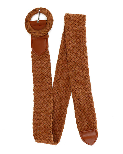 Extended view of Brown Circle Buckle Rope Belt