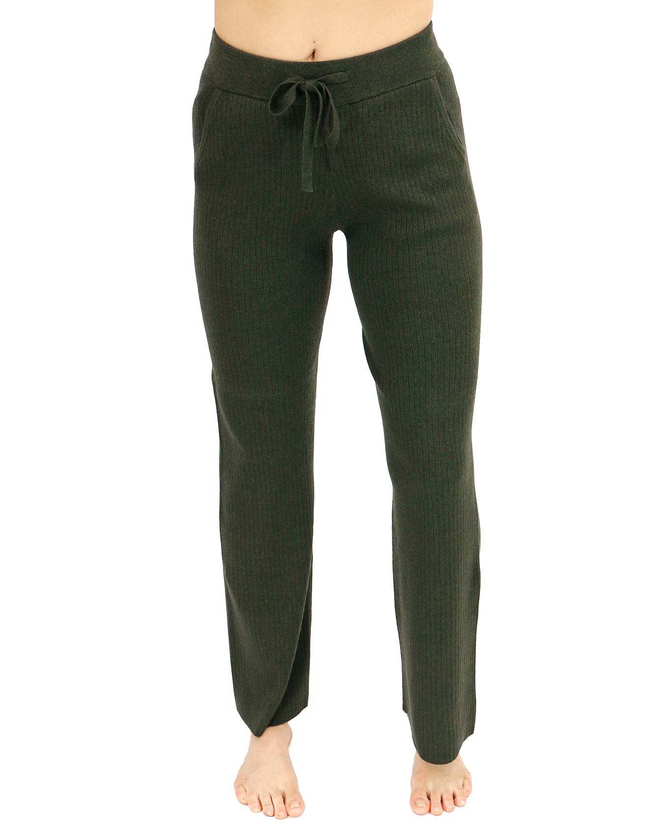 Front stock shot of Winter Moss Classic and Cozy Ribbed Sweater Pants