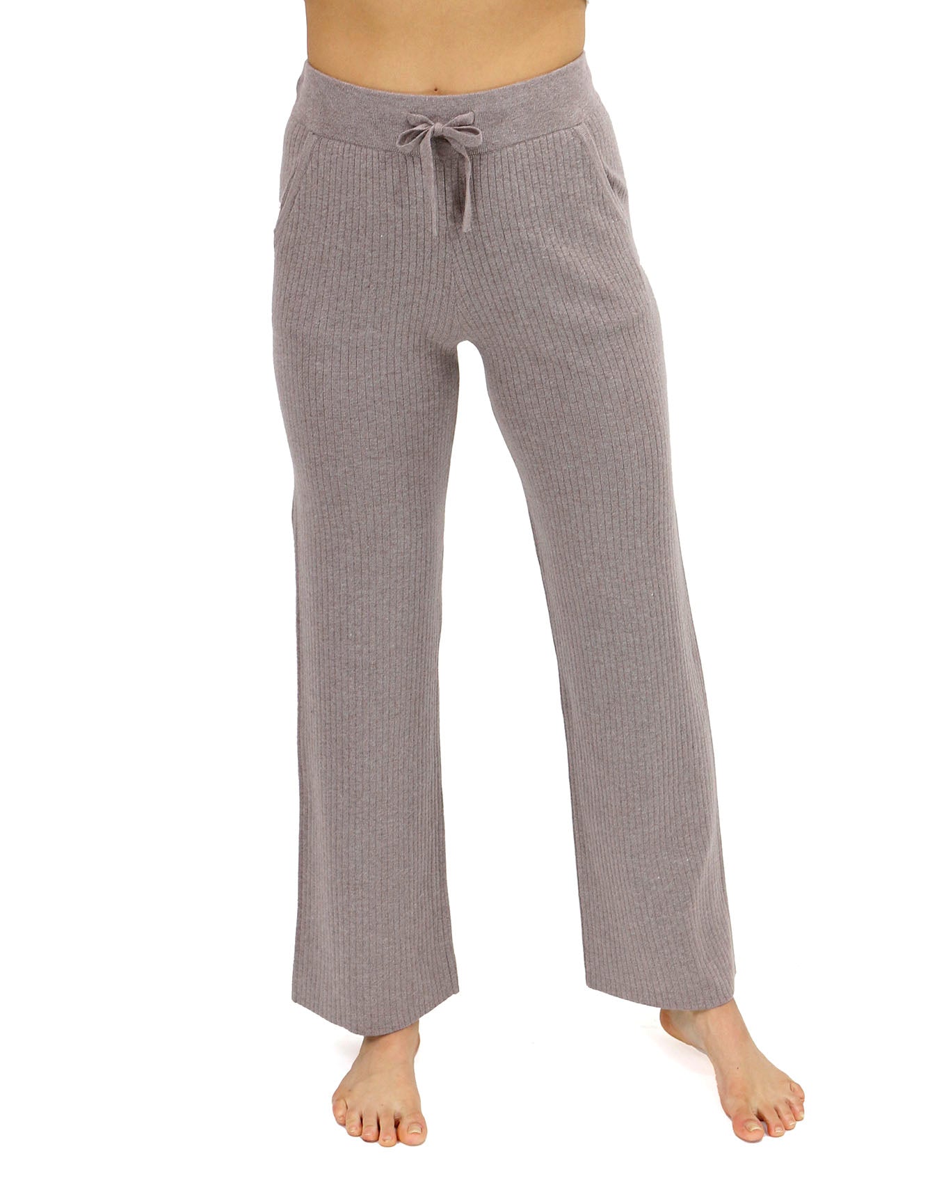 Front stock shot of Almondine Classic and Cozy Ribbed Sweater Pants