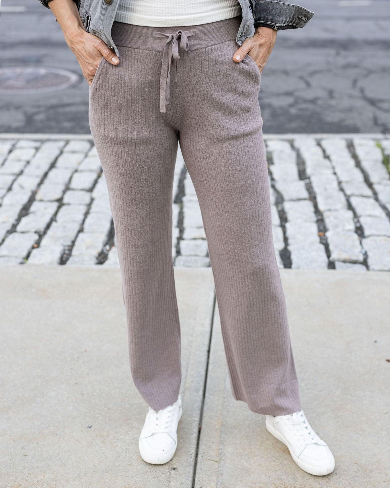 Classic & Cozy Almondine Ribbed Sweater Pants - Grace and Lace