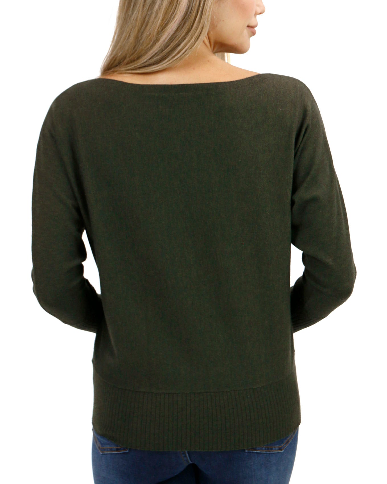 Back stock shot of Winter Moss Classic and Cozy Sweater Top