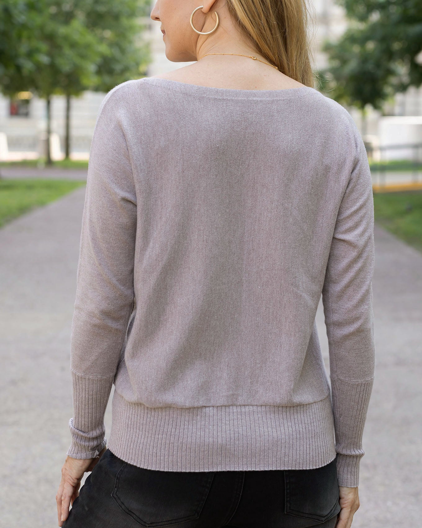 Back view of Almondine Classic and Cozy Sweater Top