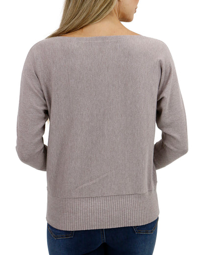 Back stock shot of Almondine Classic and Cozy Sweater Top
