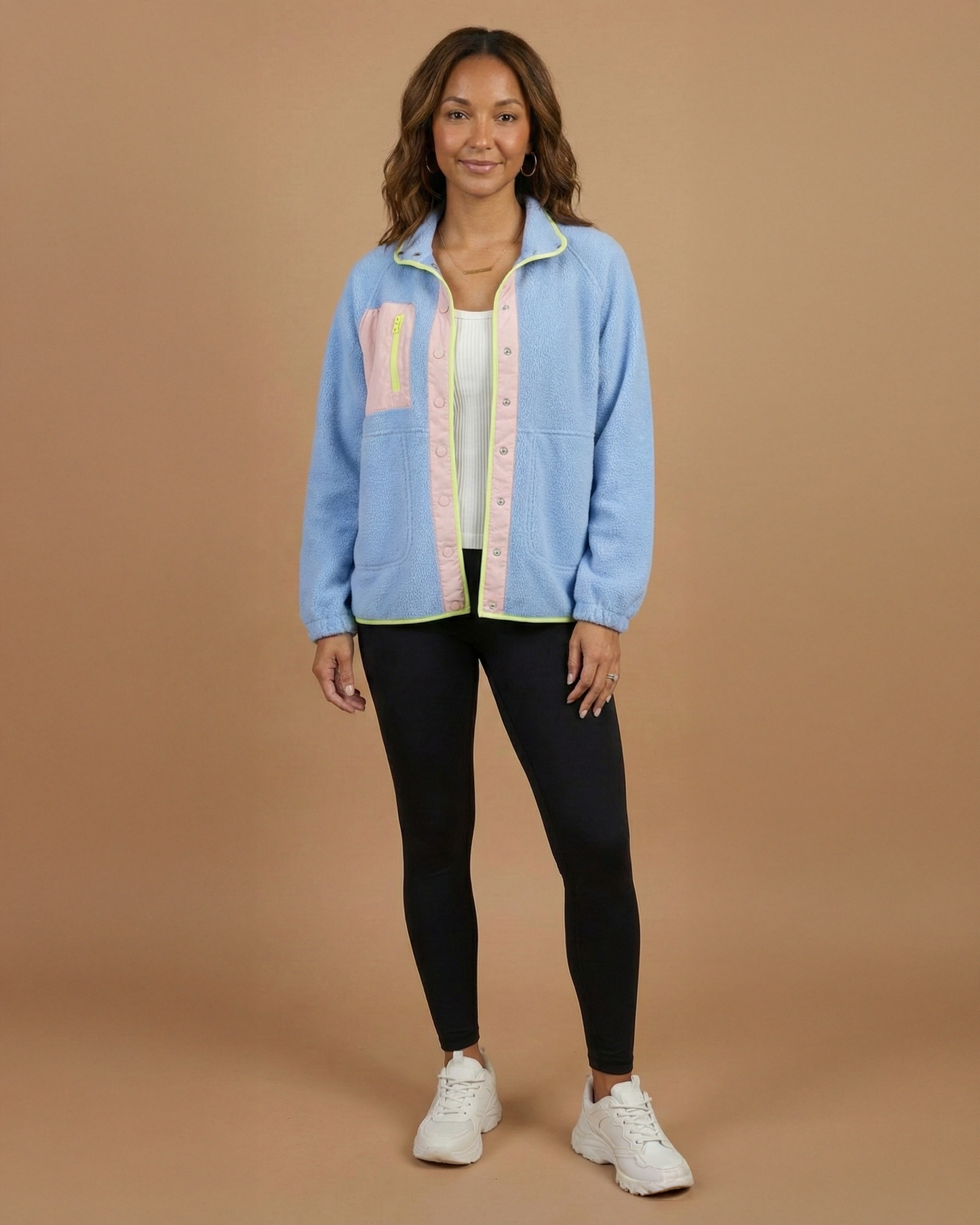 Blue/Blush Colorblock Fleece Jacket