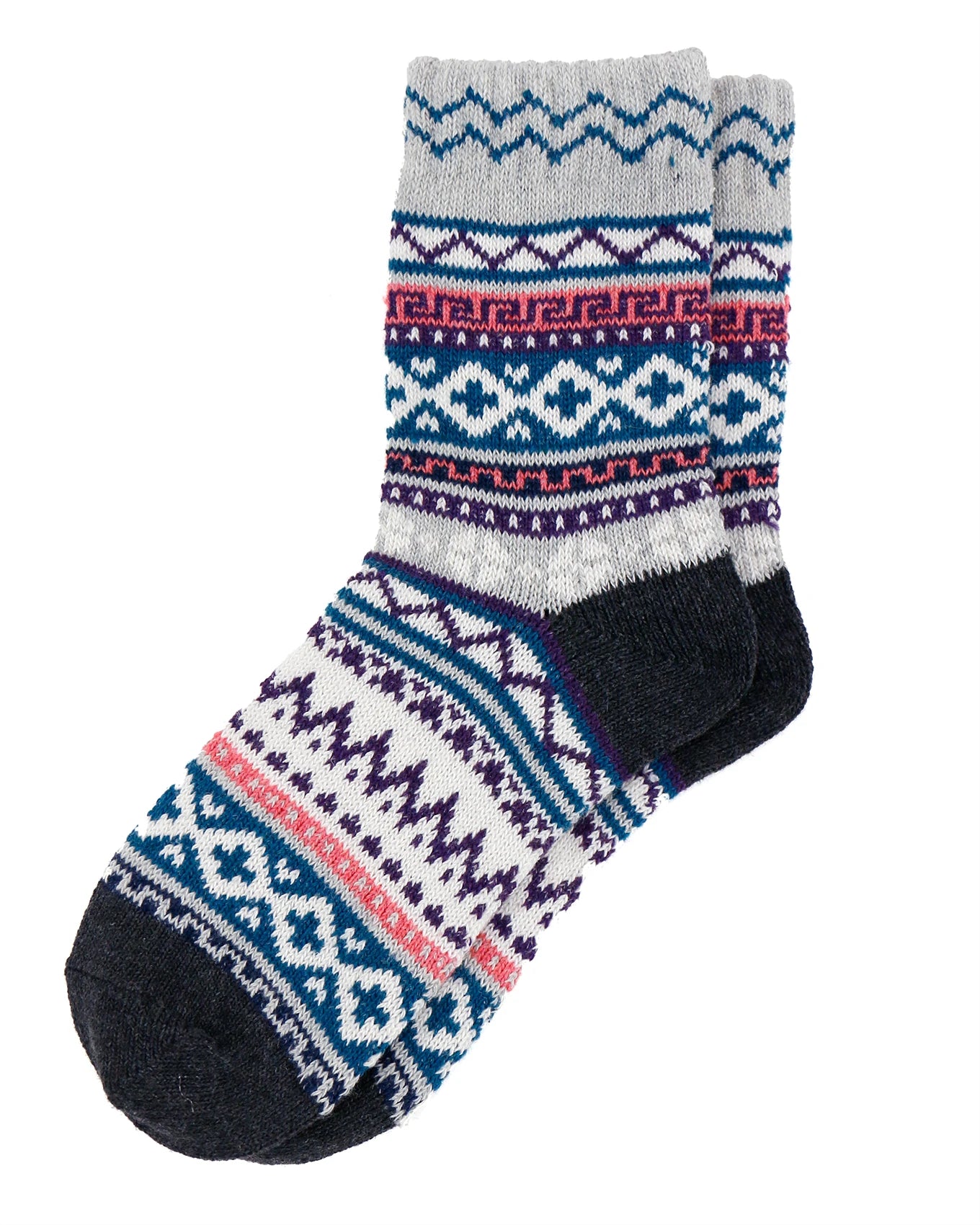 Knit Cozy Grey Alpine Crew Socks Grey Alpine / One Size Grace and Lace