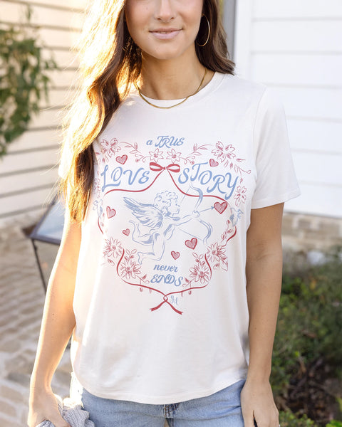トップス Heve Swan Grace BL CrewNeckGraphicTee-TrueLove-