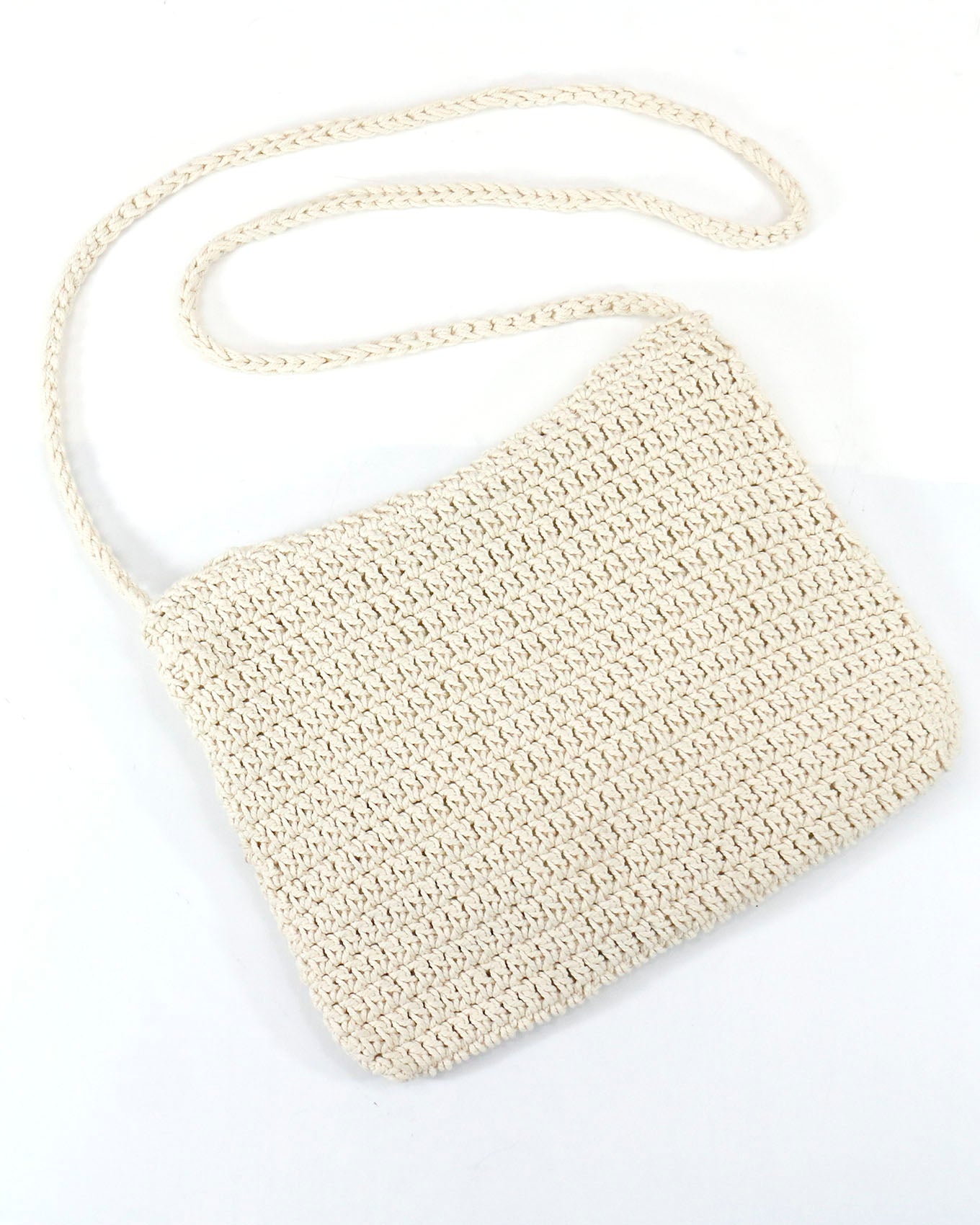 Back view of crochet crossbody bag