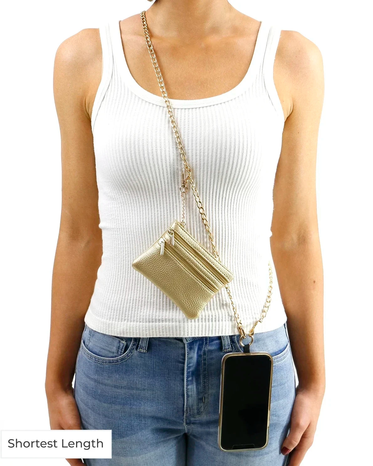 Gold Crossbody Cell Phone Chain w/ Wallet - Grace and Lace