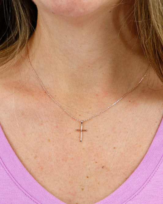 Rose gold cross necklace