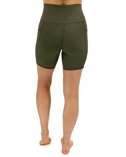 Back stock shot of Olive 7" Daily Pocket Biker Shorts