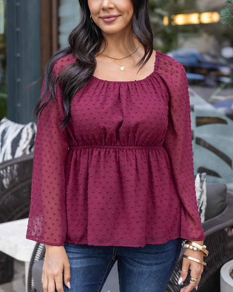 Ameri☆ MEDI HOUNDSTOOTH PEPLUM TOP Amaryllis Women's Long Ameri☆ MEDI HOUNDSTOOTH PEPLUM TOP Amaryllis Women's Long