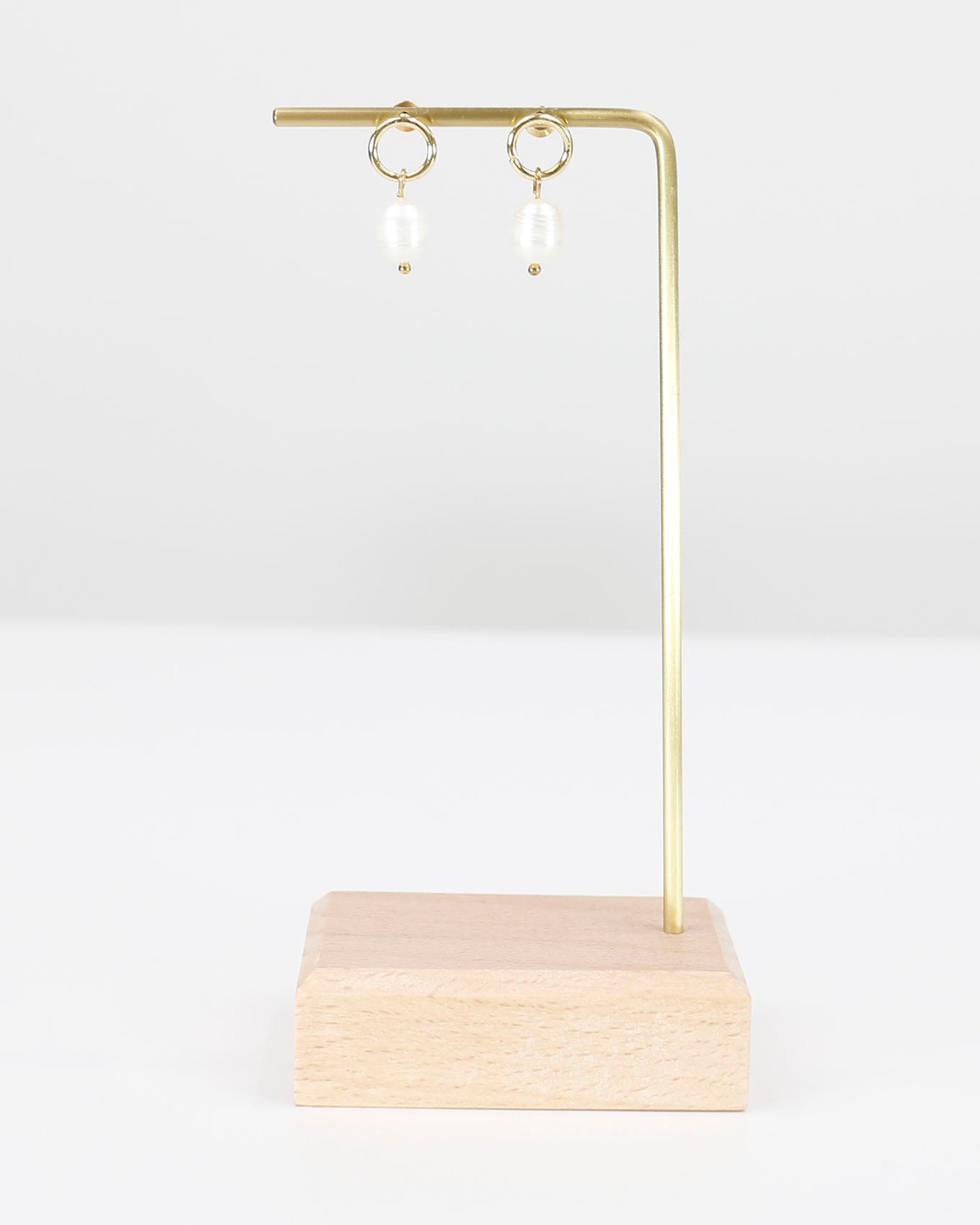 Stock shot of Gold Drop Pearl Earrings