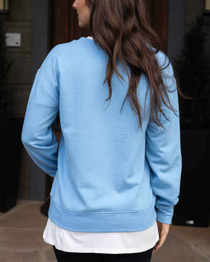 back view of embroidered sweatshirt