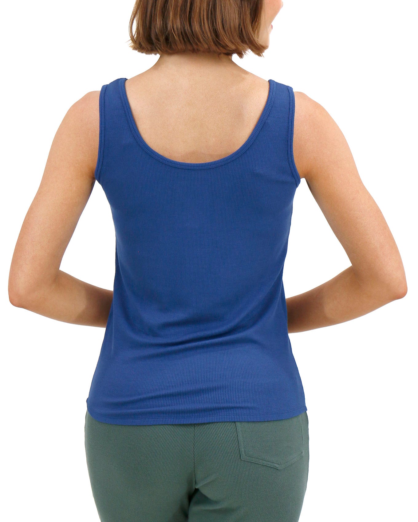 Essential Ribbed Classic Blue Fitted Tank Top - FINAL SALE - Grace