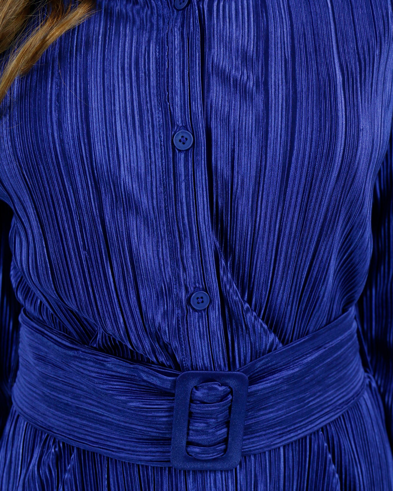 Eve Belted Royal Plisse Dress - Grace and Lace