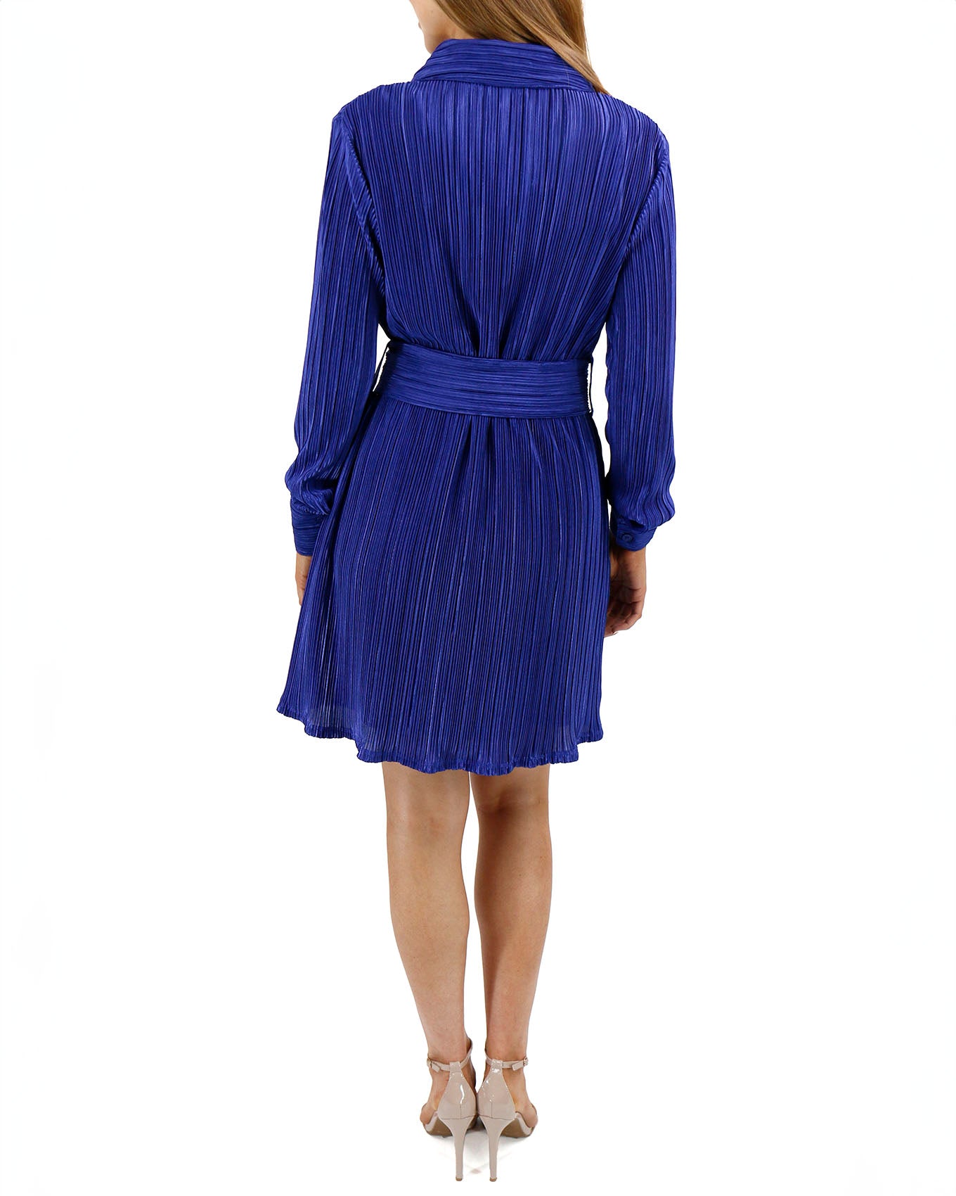 Full body back stock shot of Royal Eve Belted Plisse Dress