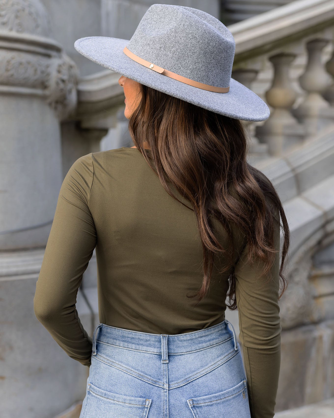 back view of ever soft olive square neck top
