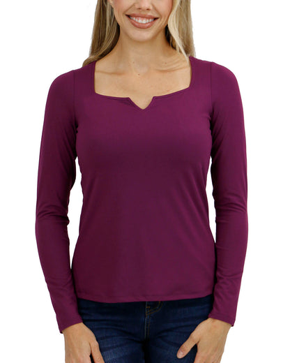 front view stock shot of ever soft fuchsia square neck top