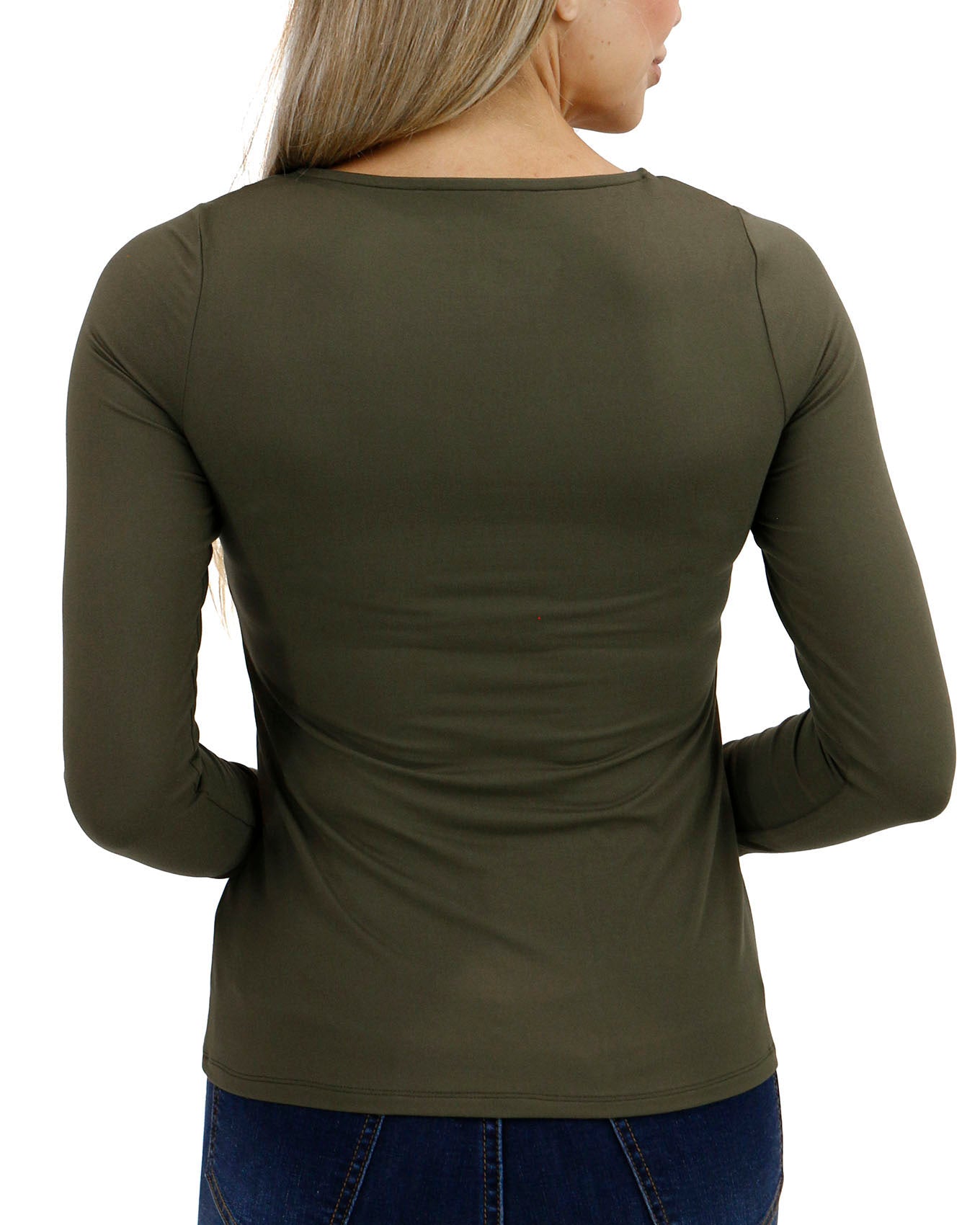 back view stock shot of ever soft olive square neck top