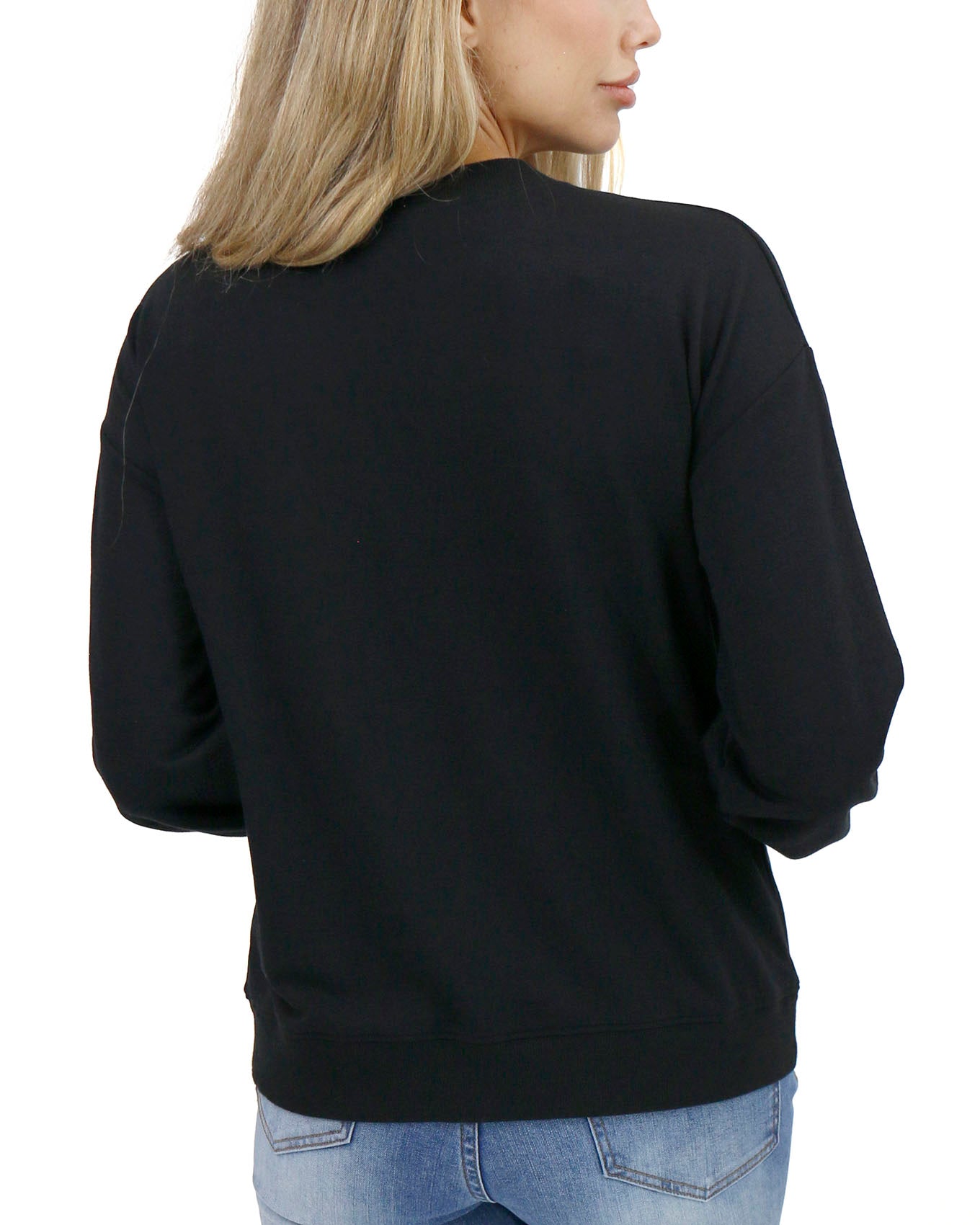 back view stock shot of soft black sweatshirt