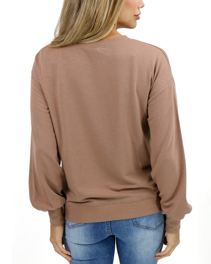 back view stock shot of soft tan sweatshirt