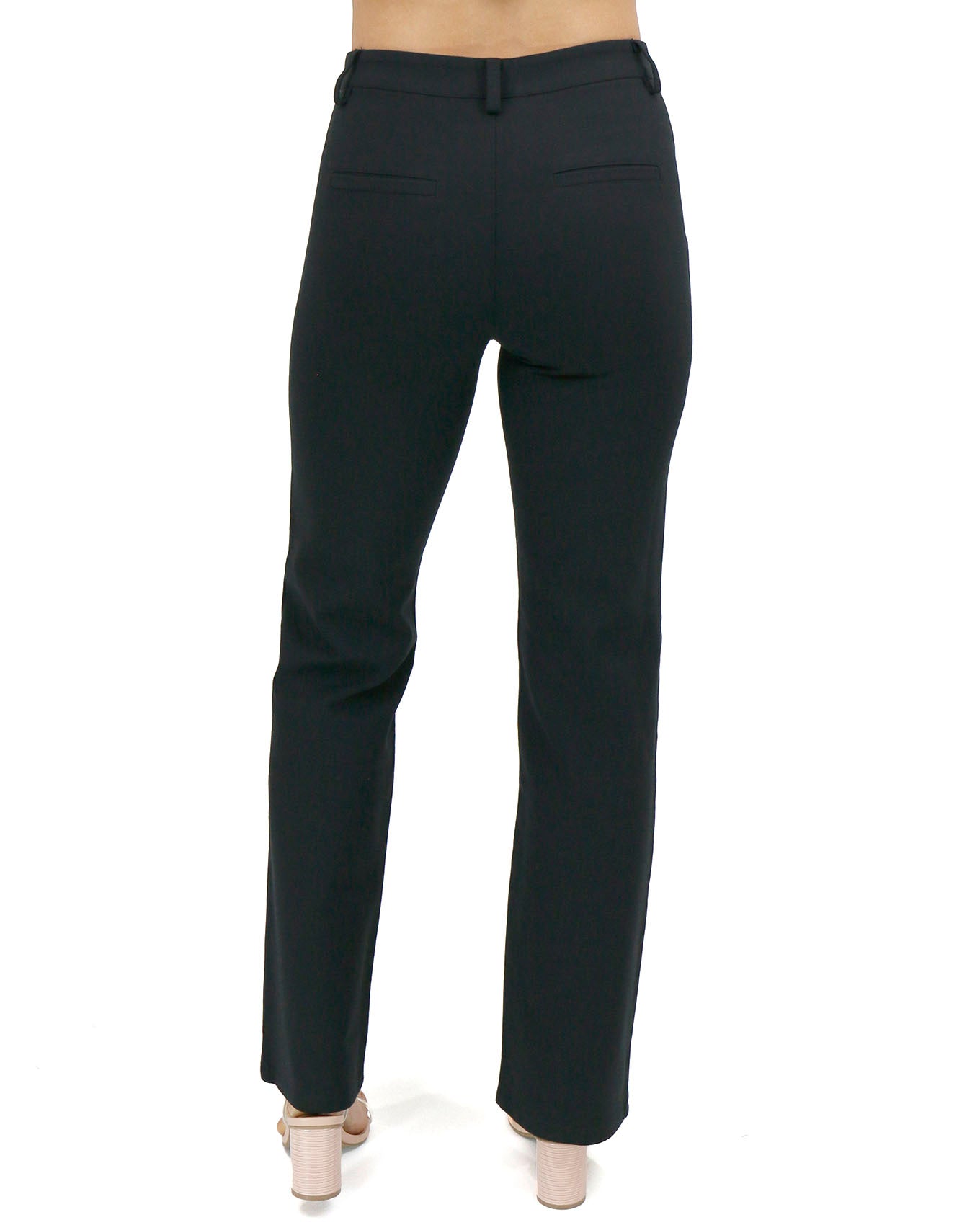 back view stock shot of fab fit black straight leg work pant