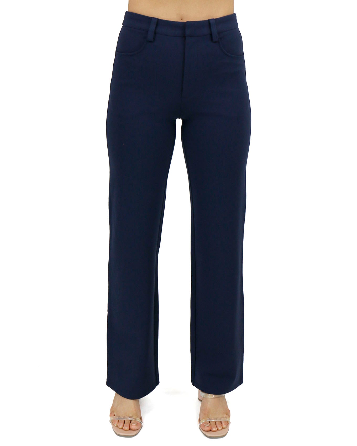 front view stock shot of fab fit navy straight leg work pant