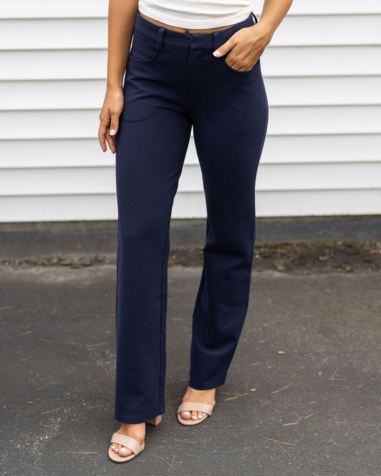 Fab Fit Navy Work Pant Straight Leg Grace and Lace