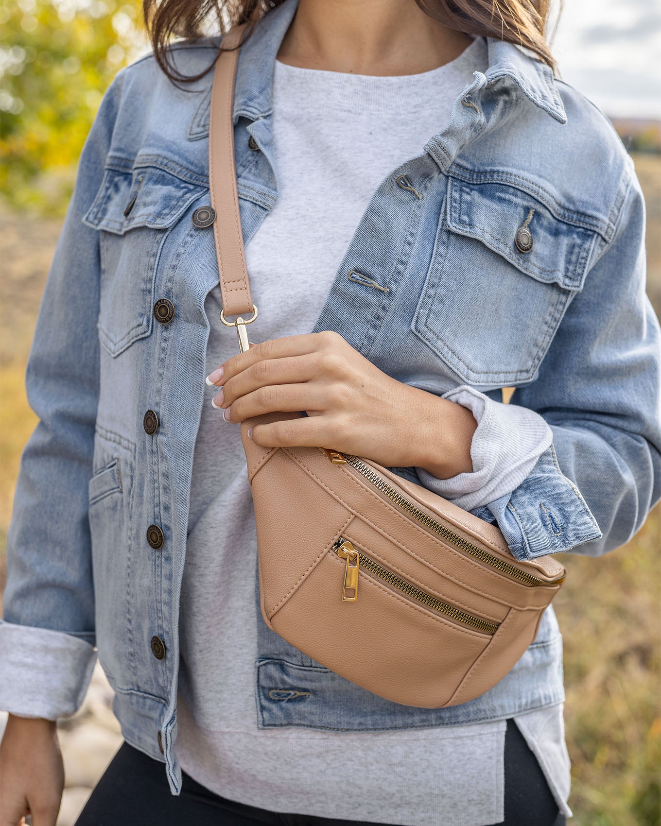 Faux Leather Sand Belt Bag w/ Guitar Strap by Grace and Lace