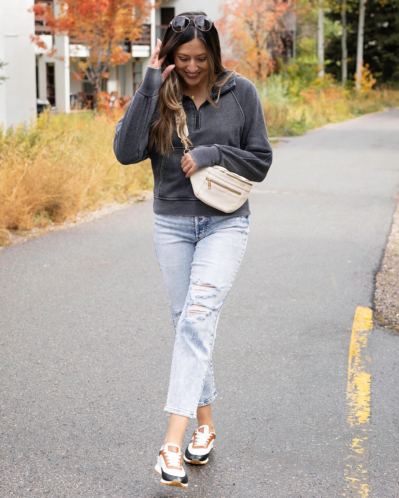 styled view of ivory belt bag