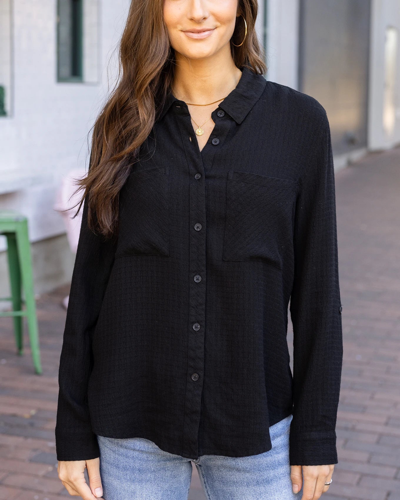 Favorite Button Up Top in Black - Grace and Lace Favorite Button Up Top in Black - Grace and Lace