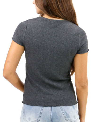 Fitted Ribbed Tee Charcoal - Grace and Lace